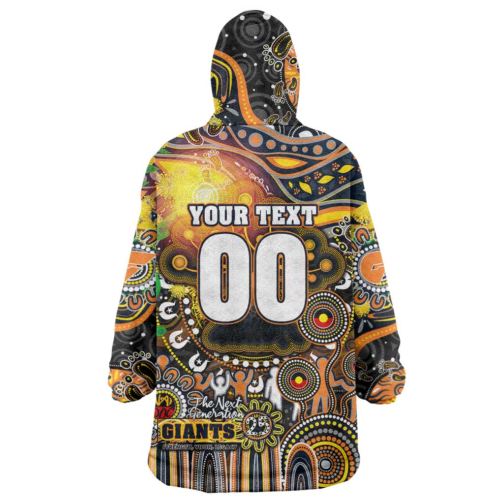 Personalised NAIDOC Week 2025 Giants Football Wearable Blanket Hoodie Aboriginal Dot Painting