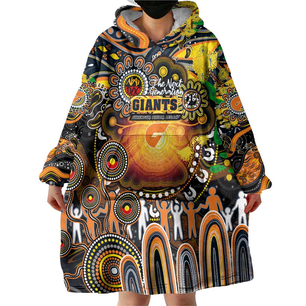 Personalised NAIDOC Week 2025 Giants Football Wearable Blanket Hoodie Aboriginal Dot Painting
