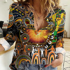 Personalised NAIDOC Week 2025 Giants Football Women Casual Shirt Aboriginal Dot Painting