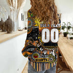 Personalised NAIDOC Week 2025 Giants Football Women Casual Shirt Aboriginal Dot Painting