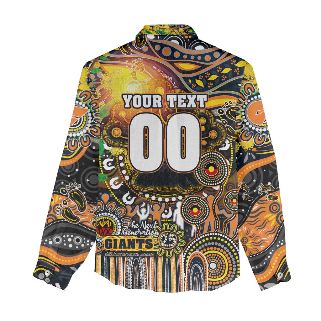 Personalised NAIDOC Week 2025 Giants Football Women Casual Shirt Aboriginal Dot Painting