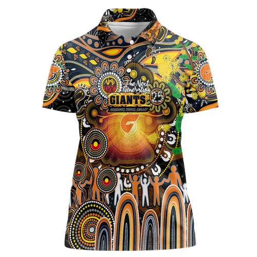 Personalised NAIDOC Week 2025 Giants Football Women Polo Shirt Aboriginal Dot Painting