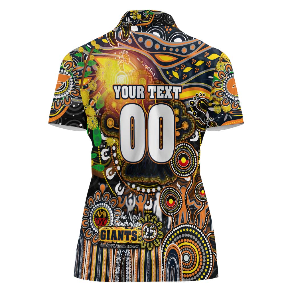 Personalised NAIDOC Week 2025 Giants Football Women Polo Shirt Aboriginal Dot Painting