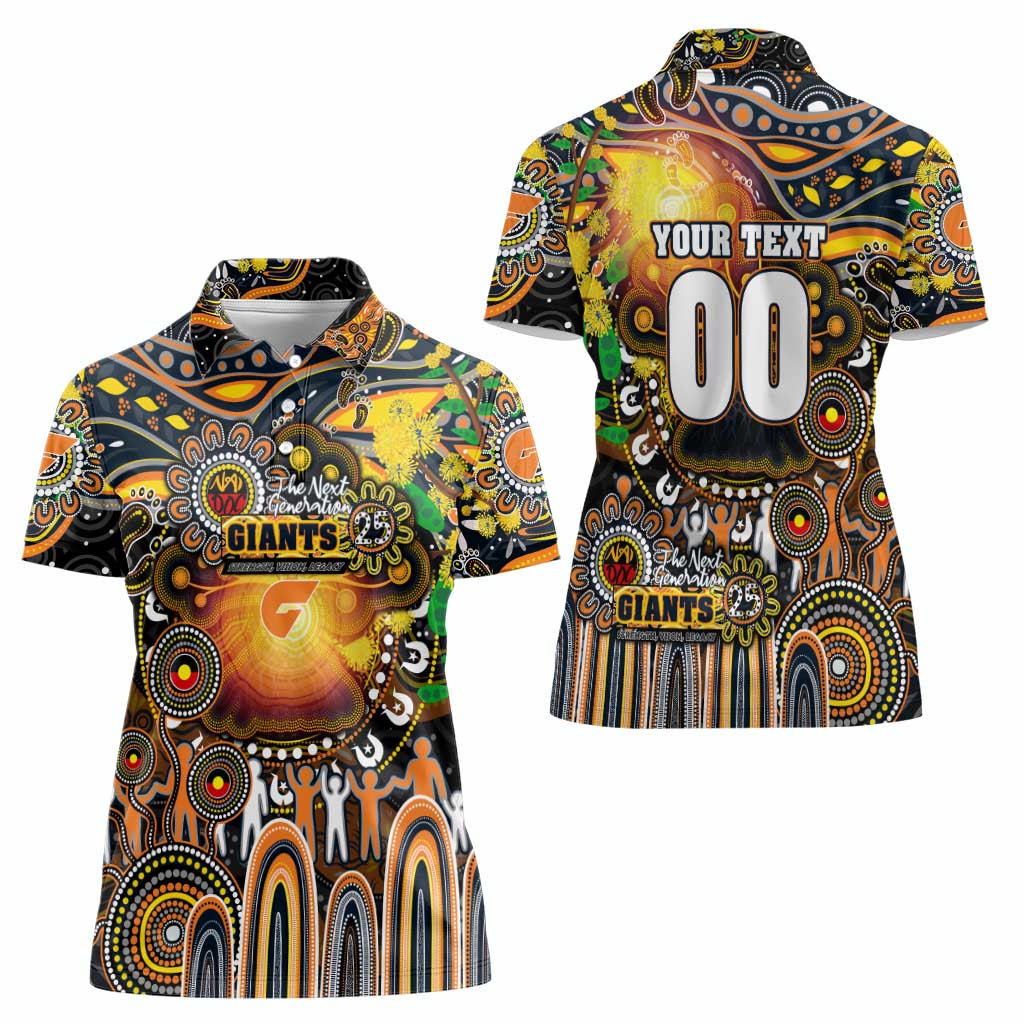 Personalised NAIDOC Week 2025 Giants Football Women Polo Shirt Aboriginal Dot Painting
