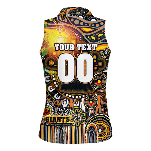 Personalised NAIDOC Week 2025 Giants Football Women Sleeveless Polo Shirt Aboriginal Dot Painting
