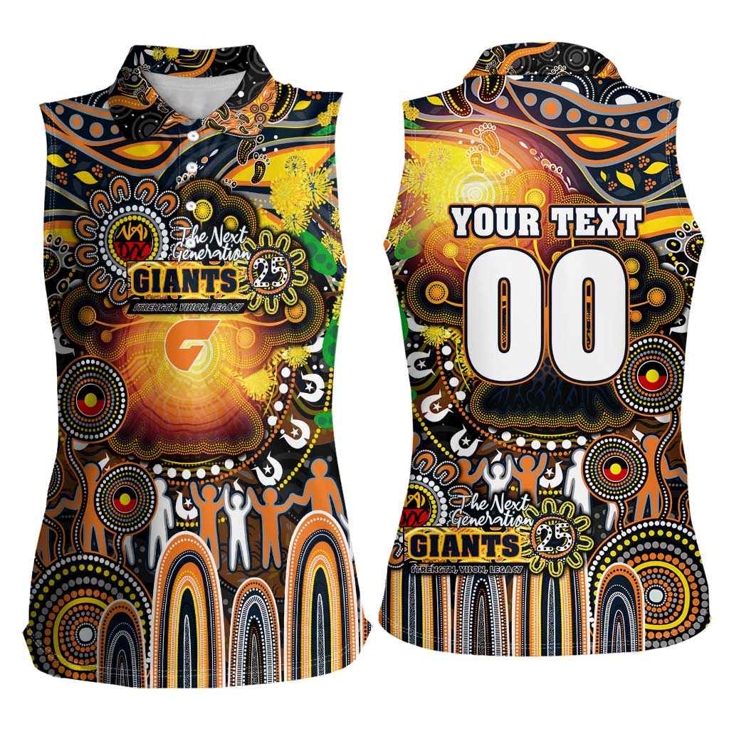 Personalised NAIDOC Week 2025 Giants Football Women Sleeveless Polo Shirt Aboriginal Dot Painting