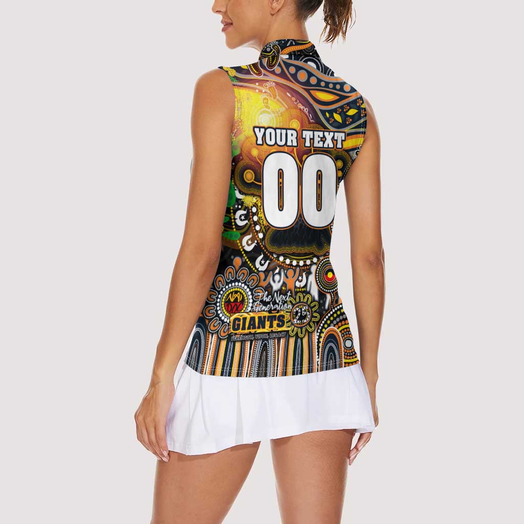 Personalised NAIDOC Week 2025 Giants Football Women Sleeveless Polo Shirt Aboriginal Dot Painting