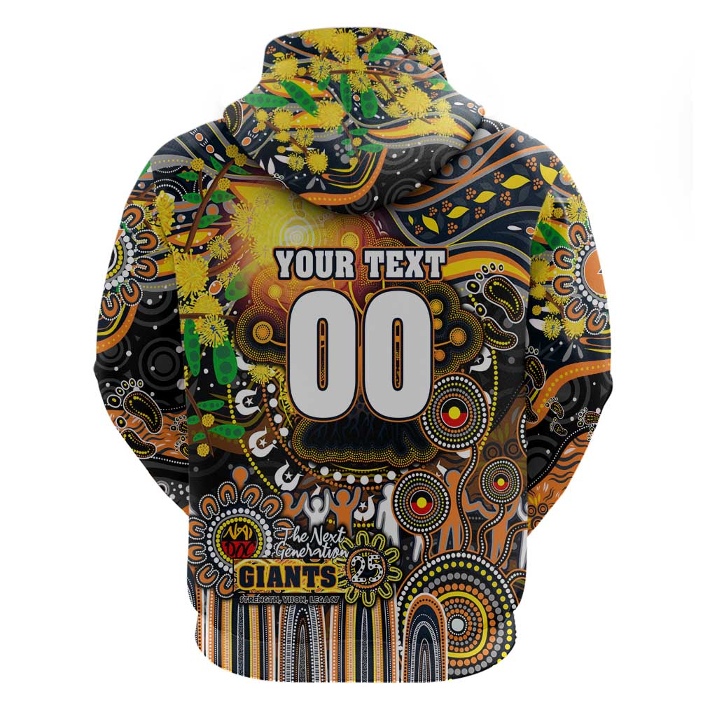 Personalised NAIDOC Week 2025 Giants Football Zip Hoodie Aboriginal Dot Painting
