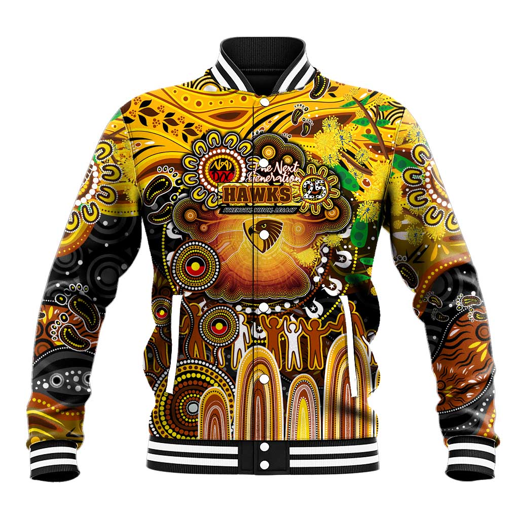 Personalised NAIDOC Week 2025 Hawks Football Baseball Jacket Aboriginal Dot Painting