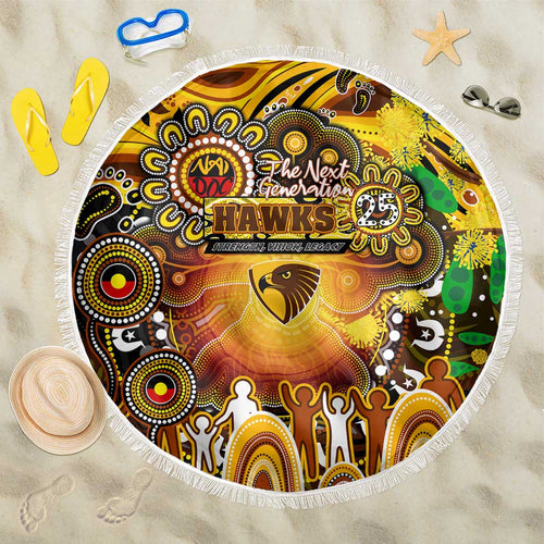 NAIDOC Week 2025 Hawks Football Beach Blanket Aboriginal Dot Painting
