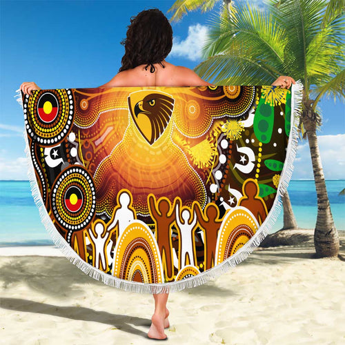 NAIDOC Week 2025 Hawks Football Beach Blanket Aboriginal Dot Painting