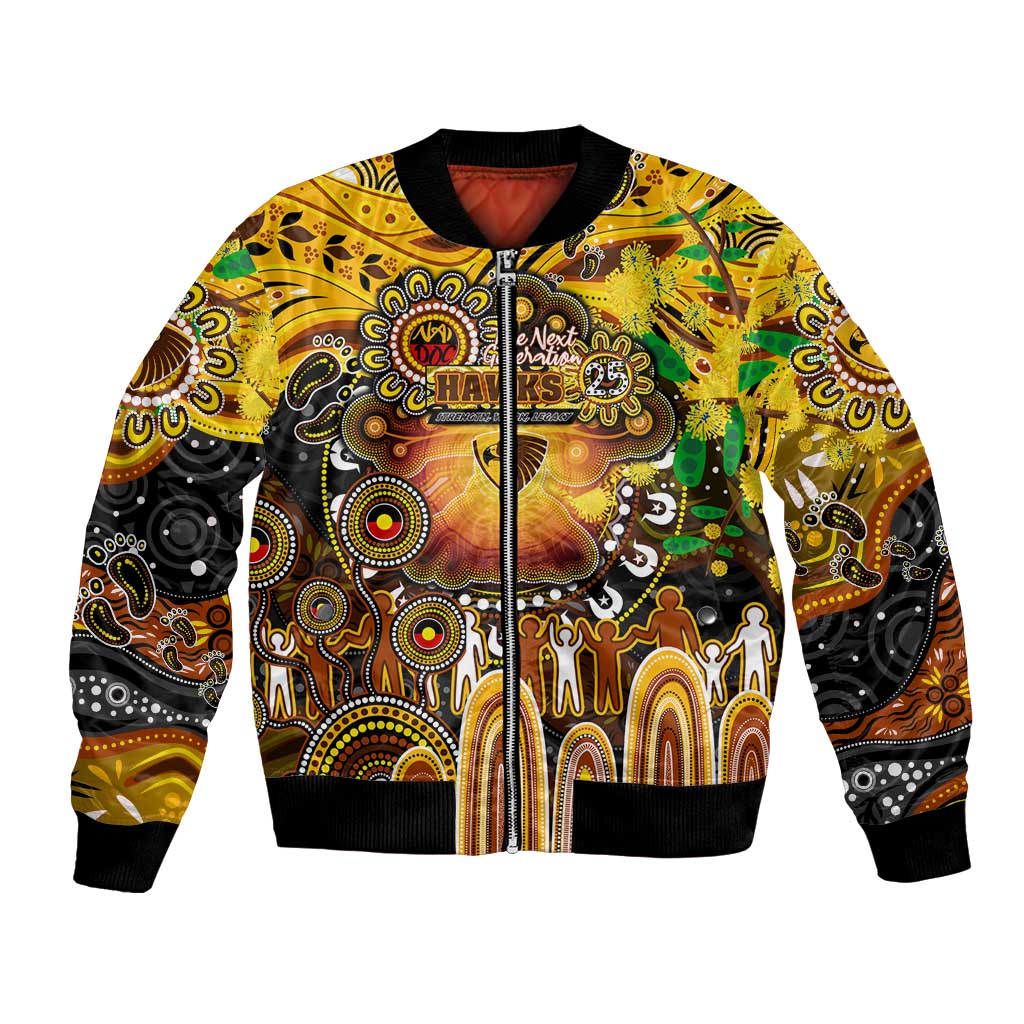 Personalised NAIDOC Week 2025 Hawks Football Bomber Jacket Aboriginal Dot Painting
