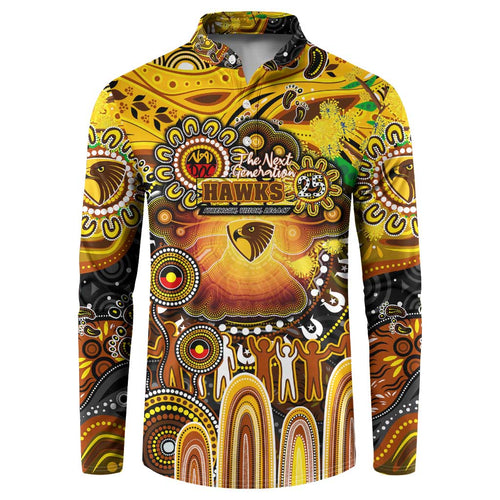 Personalised NAIDOC Week 2025 Hawks Football Button Sweatshirt Aboriginal Dot Painting