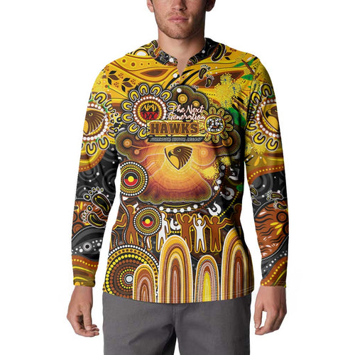 Personalised NAIDOC Week 2025 Hawks Football Button Sweatshirt Aboriginal Dot Painting