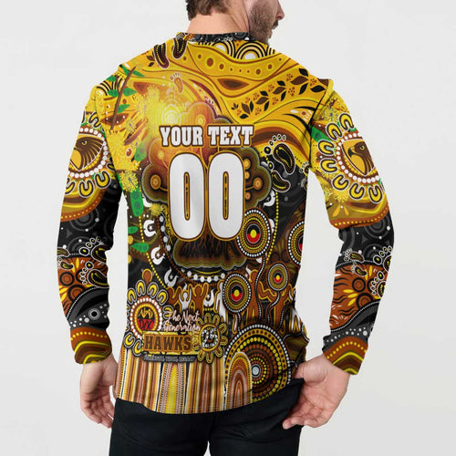 Personalised NAIDOC Week 2025 Hawks Football Button Sweatshirt Aboriginal Dot Painting