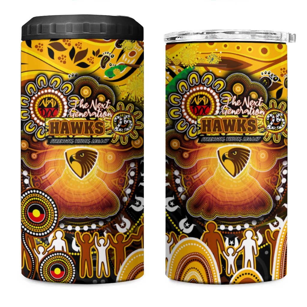 NAIDOC Week 2025 Hawks Football 4 in 1 Can Cooler Tumbler Aboriginal Dot Painting