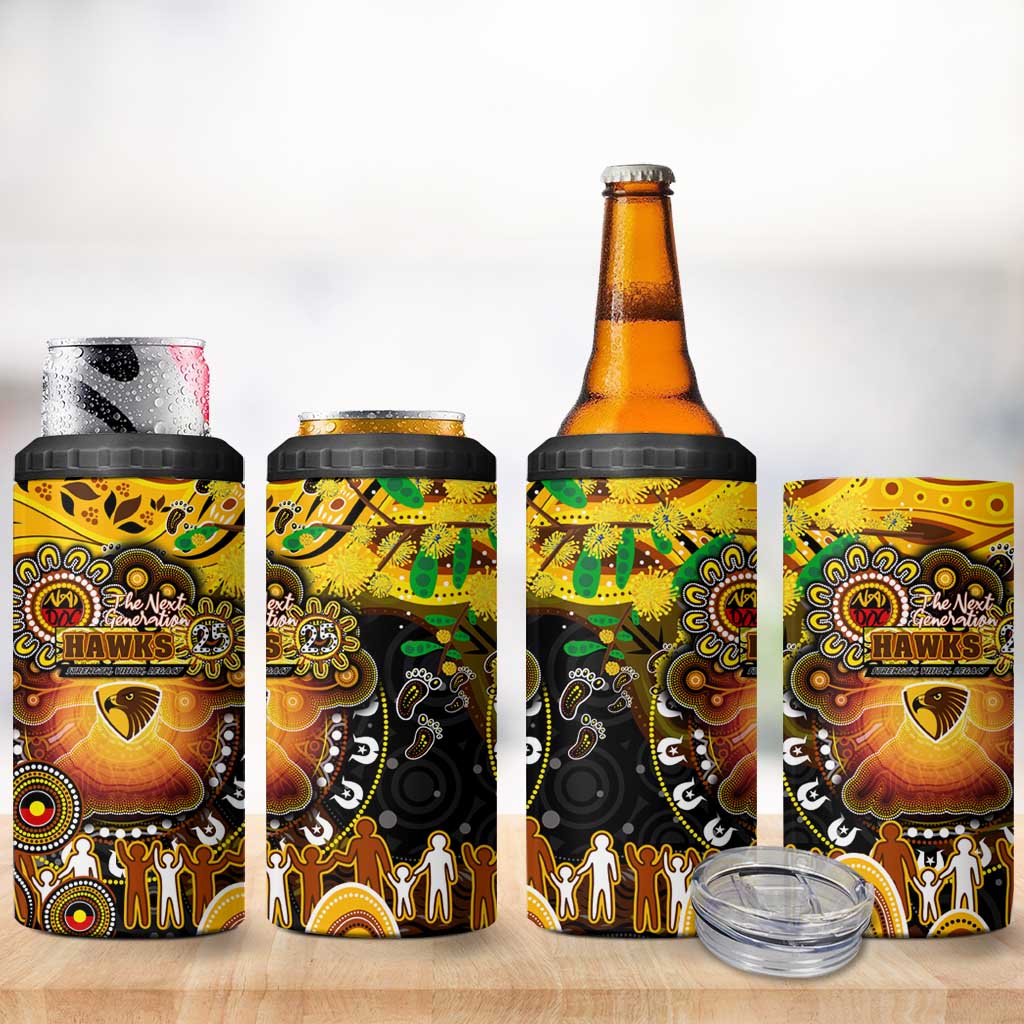 NAIDOC Week 2025 Hawks Football 4 in 1 Can Cooler Tumbler Aboriginal Dot Painting