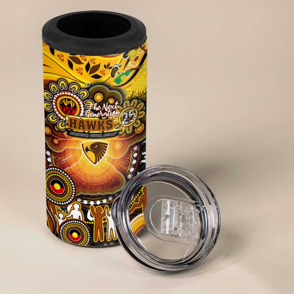 NAIDOC Week 2025 Hawks Football 4 in 1 Can Cooler Tumbler Aboriginal Dot Painting
