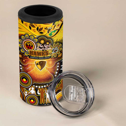 NAIDOC Week 2025 Hawks Football 4 in 1 Can Cooler Tumbler Aboriginal Dot Painting