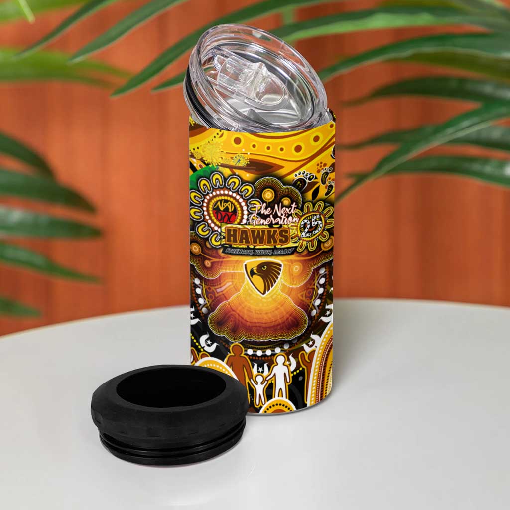 NAIDOC Week 2025 Hawks Football 4 in 1 Can Cooler Tumbler Aboriginal Dot Painting