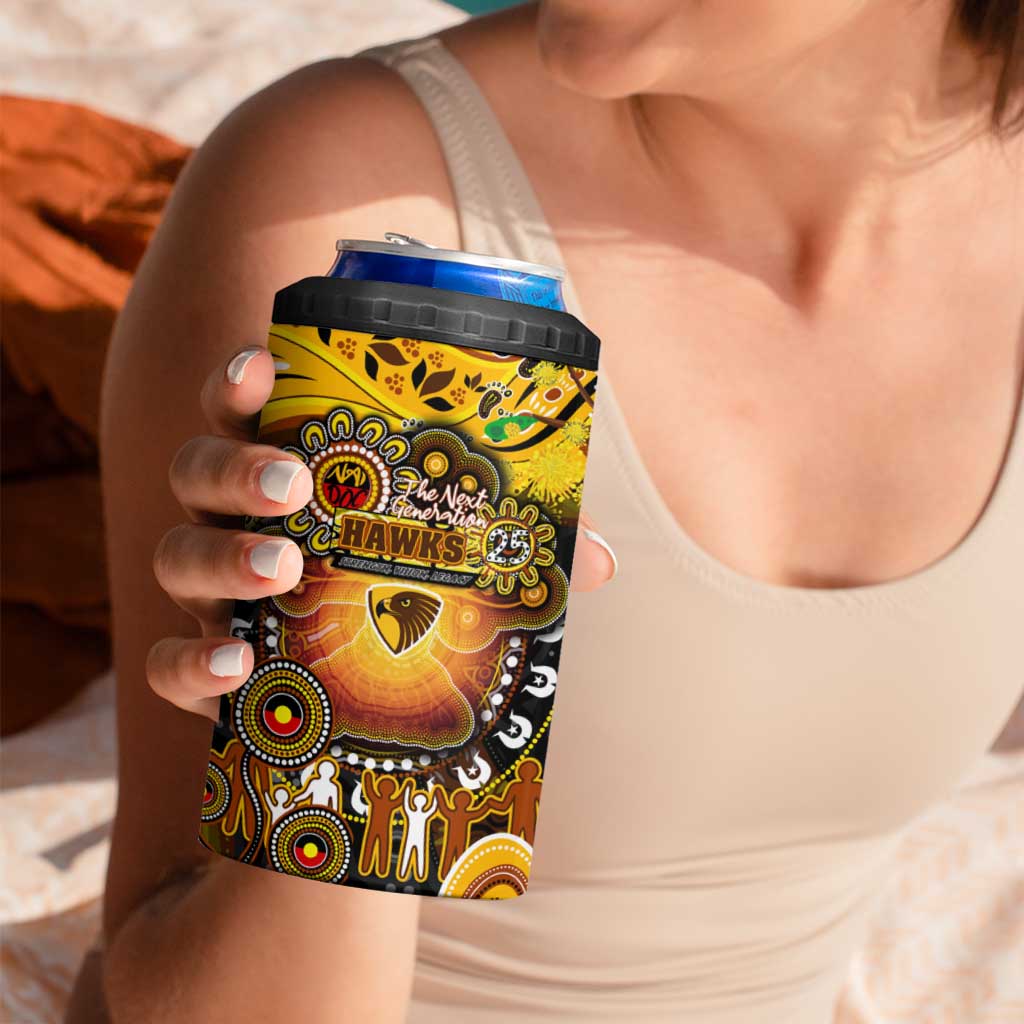 NAIDOC Week 2025 Hawks Football 4 in 1 Can Cooler Tumbler Aboriginal Dot Painting