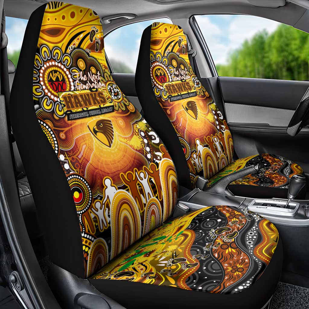 NAIDOC Week 2025 Hawks Football Car Seat Cover Aboriginal Dot Painting