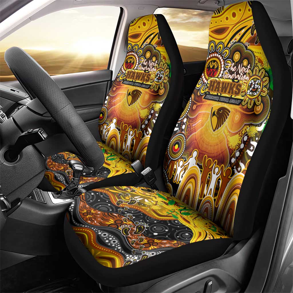 NAIDOC Week 2025 Hawks Football Car Seat Cover Aboriginal Dot Painting