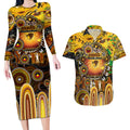 Personalised NAIDOC Week 2025 Hawks Football Couples Matching Long Sleeve Bodycon Dress and Hawaiian Shirt Aboriginal Dot Painting
