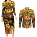 Personalised NAIDOC Week 2025 Hawks Football Couples Matching Long Sleeve Bodycon Dress and Long Sleeve Button Shirt Aboriginal Dot Painting