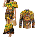 Personalised NAIDOC Week 2025 Hawks Football Couples Matching Mermaid Dress and Long Sleeve Button Shirt Aboriginal Dot Painting