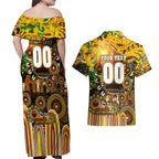 Personalised NAIDOC Week 2025 Hawks Football Couples Matching Off Shoulder Maxi Dress and Hawaiian Shirt Aboriginal Dot Painting