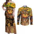 Personalised NAIDOC Week 2025 Hawks Football Couples Matching Off Shoulder Maxi Dress and Long Sleeve Button Shirt Aboriginal Dot Painting