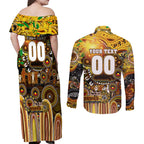 Personalised NAIDOC Week 2025 Hawks Football Couples Matching Off Shoulder Maxi Dress and Long Sleeve Button Shirt Aboriginal Dot Painting