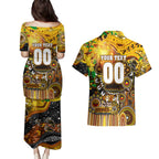 Personalised NAIDOC Week 2025 Hawks Football Couples Matching Puletasi and Hawaiian Shirt Aboriginal Dot Painting