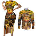 Personalised NAIDOC Week 2025 Hawks Football Couples Matching Short Sleeve Bodycon Dress and Long Sleeve Button Shirt Aboriginal Dot Painting