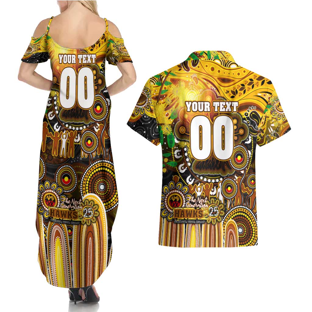 Personalised NAIDOC Week 2025 Hawks Football Couples Matching Summer Maxi Dress and Hawaiian Shirt Aboriginal Dot Painting