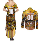 Personalised NAIDOC Week 2025 Hawks Football Couples Matching Summer Maxi Dress and Long Sleeve Button Shirt Aboriginal Dot Painting