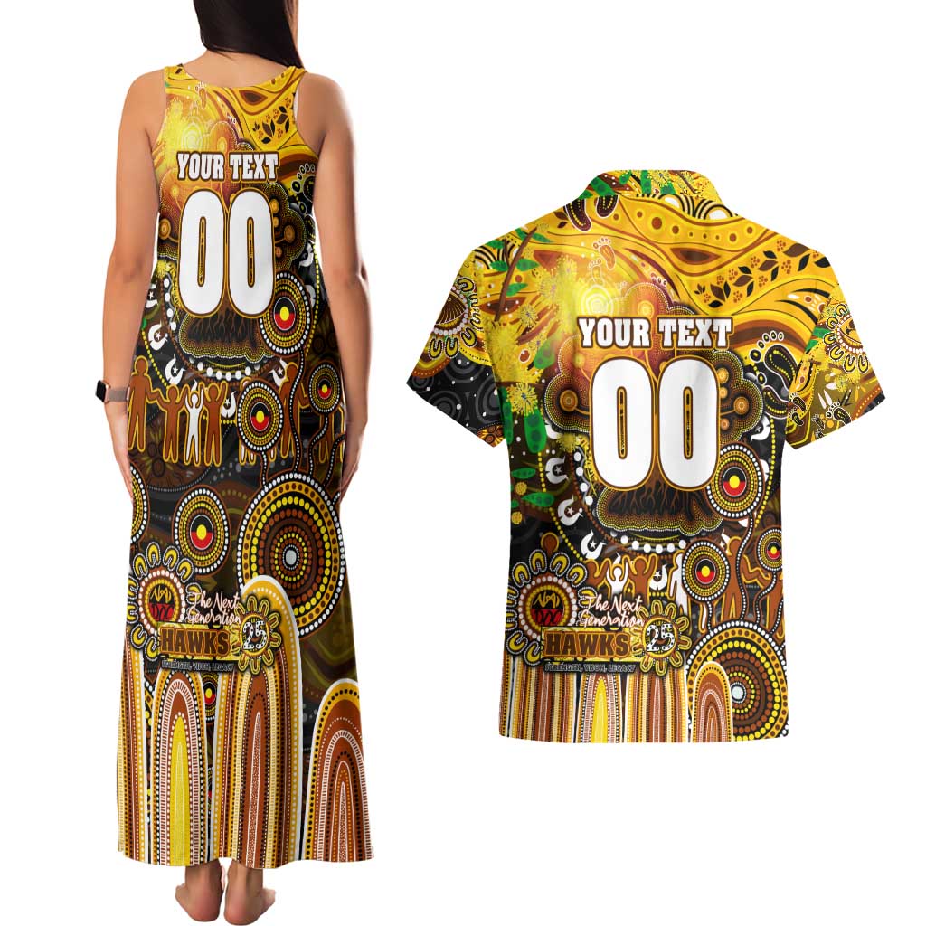 Personalised NAIDOC Week 2025 Hawks Football Couples Matching Tank Maxi Dress and Hawaiian Shirt Aboriginal Dot Painting