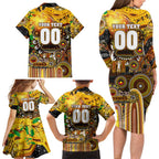 Personalised NAIDOC Week 2025 Hawks Football Family Matching Long Sleeve Bodycon Dress and Hawaiian Shirt Aboriginal Dot Painting
