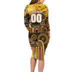 Personalised NAIDOC Week 2025 Hawks Football Family Matching Long Sleeve Bodycon Dress and Hawaiian Shirt Aboriginal Dot Painting