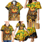 Personalised NAIDOC Week 2025 Hawks Football Family Matching Mermaid Dress and Hawaiian Shirt Aboriginal Dot Painting