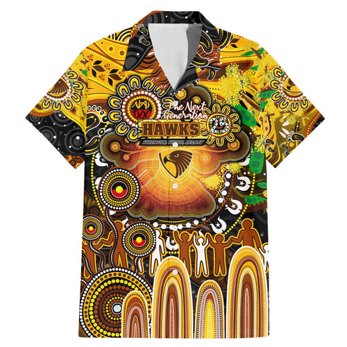 Personalised NAIDOC Week 2025 Hawks Football Family Matching Mermaid Dress and Hawaiian Shirt Aboriginal Dot Painting