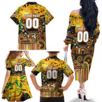 Personalised NAIDOC Week 2025 Hawks Football Family Matching Off The Shoulder Long Sleeve Dress and Hawaiian Shirt Aboriginal Dot Painting