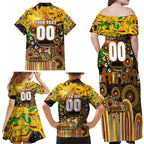 Personalised NAIDOC Week 2025 Hawks Football Family Matching Off Shoulder Maxi Dress and Hawaiian Shirt Aboriginal Dot Painting