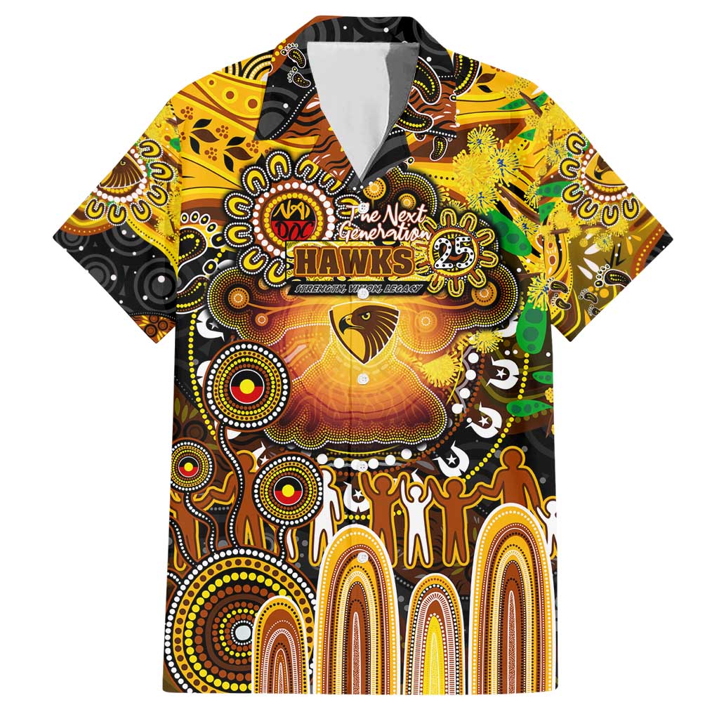 Personalised NAIDOC Week 2025 Hawks Football Family Matching Short Sleeve Bodycon Dress and Hawaiian Shirt Aboriginal Dot Painting