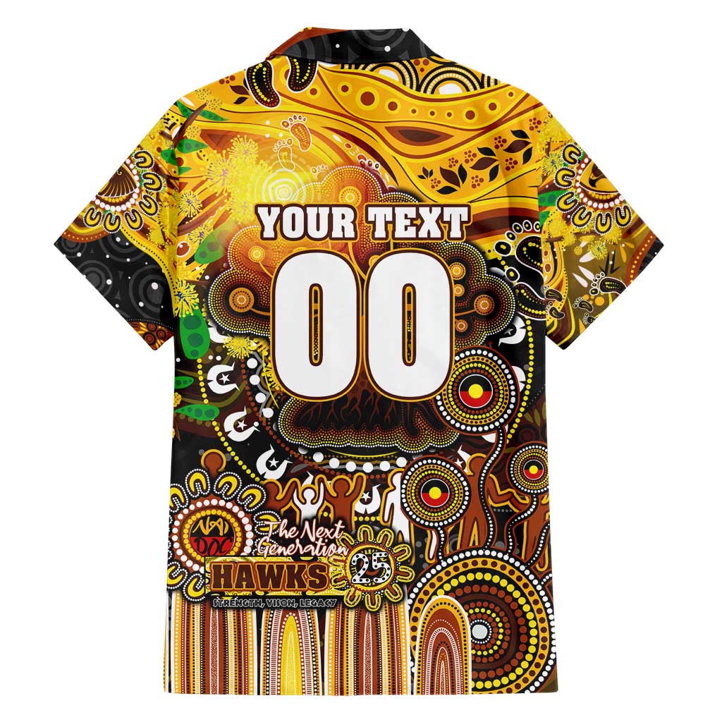Personalised NAIDOC Week 2025 Hawks Football Family Matching Short Sleeve Bodycon Dress and Hawaiian Shirt Aboriginal Dot Painting
