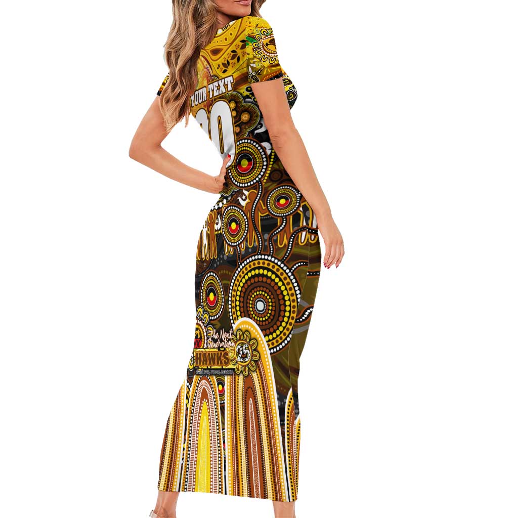 Personalised NAIDOC Week 2025 Hawks Football Family Matching Short Sleeve Bodycon Dress and Hawaiian Shirt Aboriginal Dot Painting