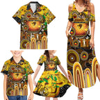 Personalised NAIDOC Week 2025 Hawks Football Family Matching Summer Maxi Dress and Hawaiian Shirt Aboriginal Dot Painting