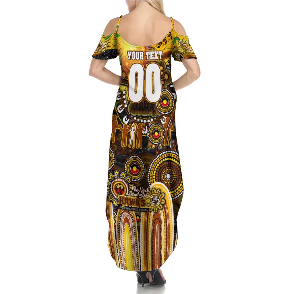 Personalised NAIDOC Week 2025 Hawks Football Family Matching Summer Maxi Dress and Hawaiian Shirt Aboriginal Dot Painting