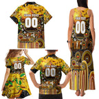 Personalised NAIDOC Week 2025 Hawks Football Family Matching Tank Maxi Dress and Hawaiian Shirt Aboriginal Dot Painting